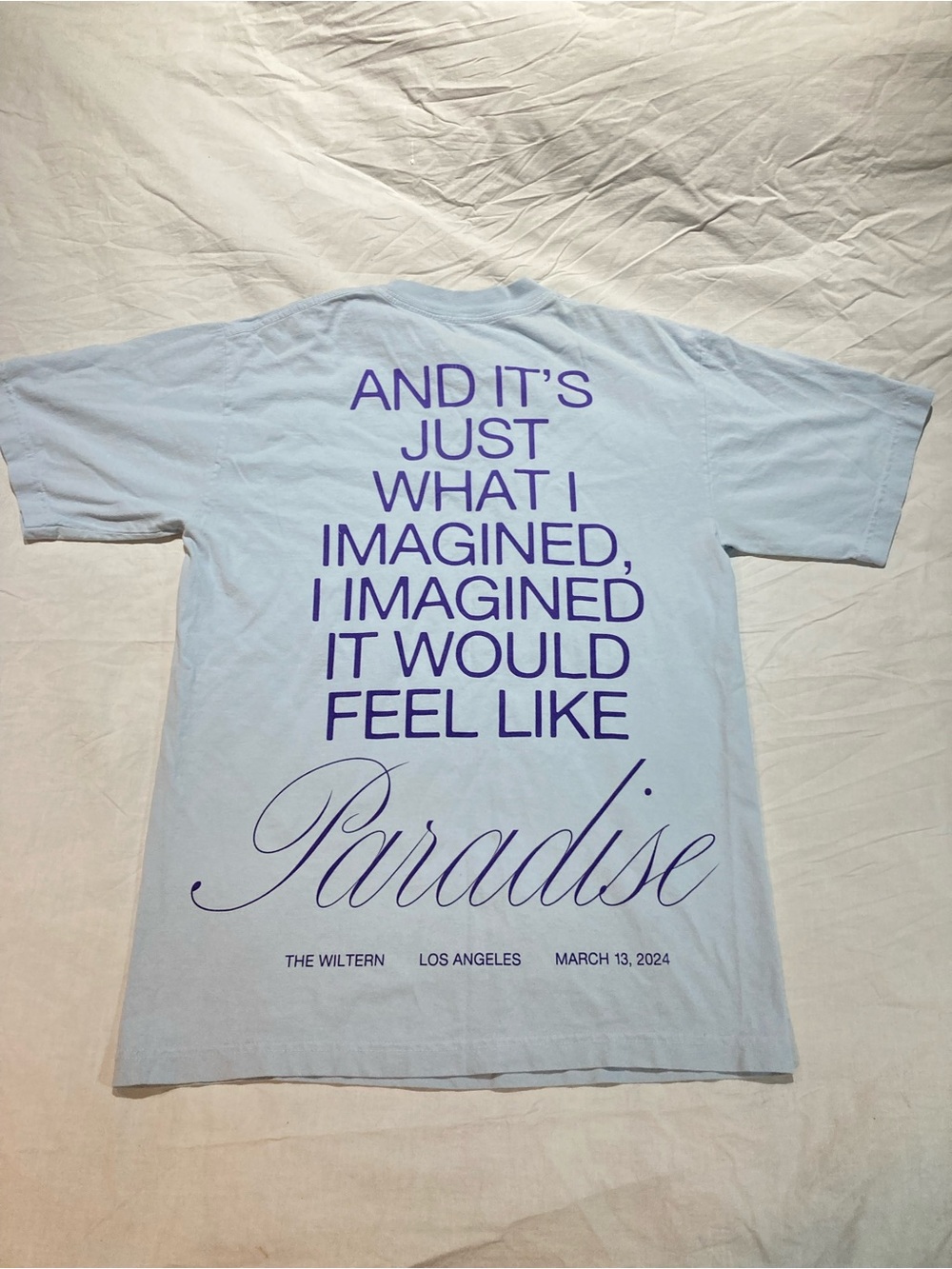 Justin Timberlake Paradise T-shirt, the Wiltern 3/13/24, Size small
